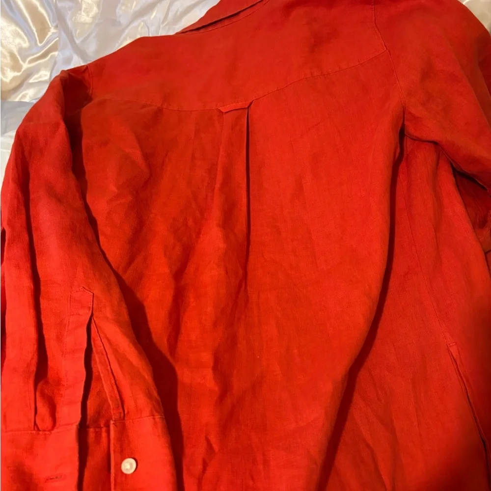 Banana Republic Alexi Linen Shirt Dress size 4 tomatoes red - Picture 4 of 9